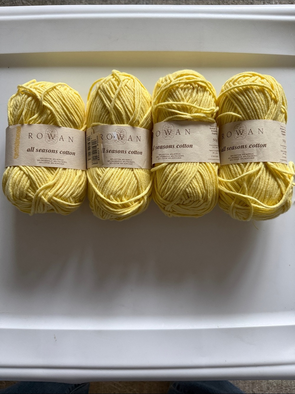 Rowan all seasons cotton yarn
Size 50g ea
Color: light yellow 
NWT